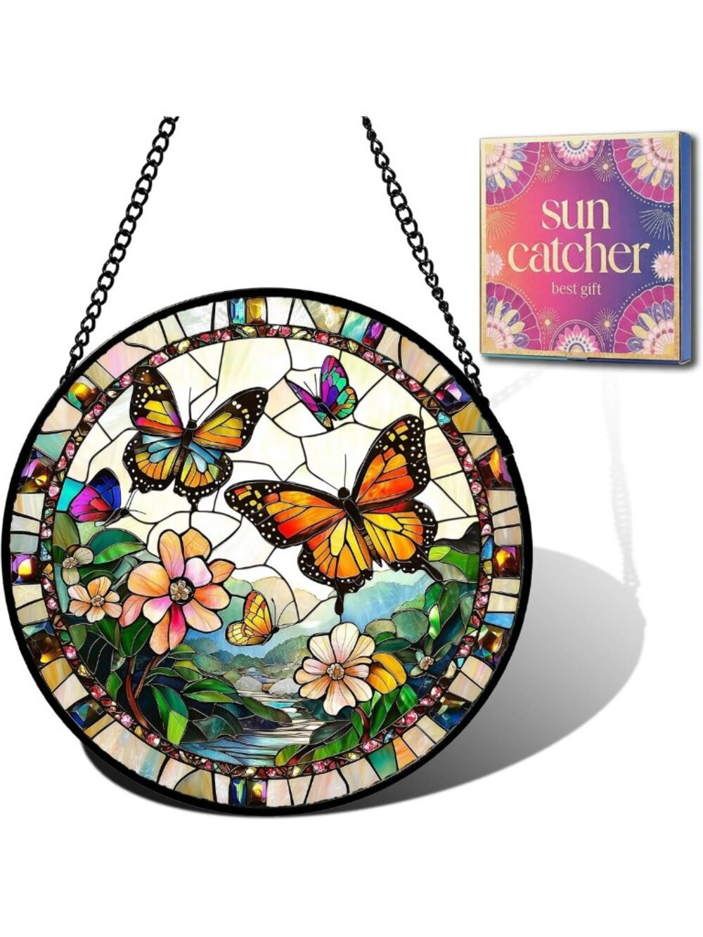 Colorful Butterfly Acrylic Suncatcher | 12" Window Decor & Gift for Mom